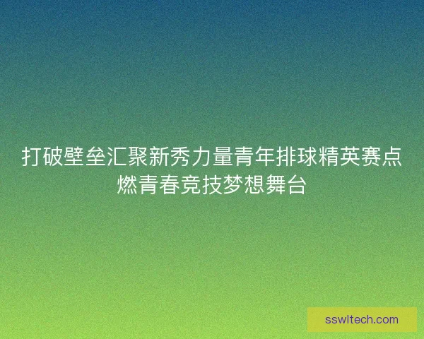 打破壁垒汇聚新秀力量青年排球精英赛点燃青春竞技梦想舞台
